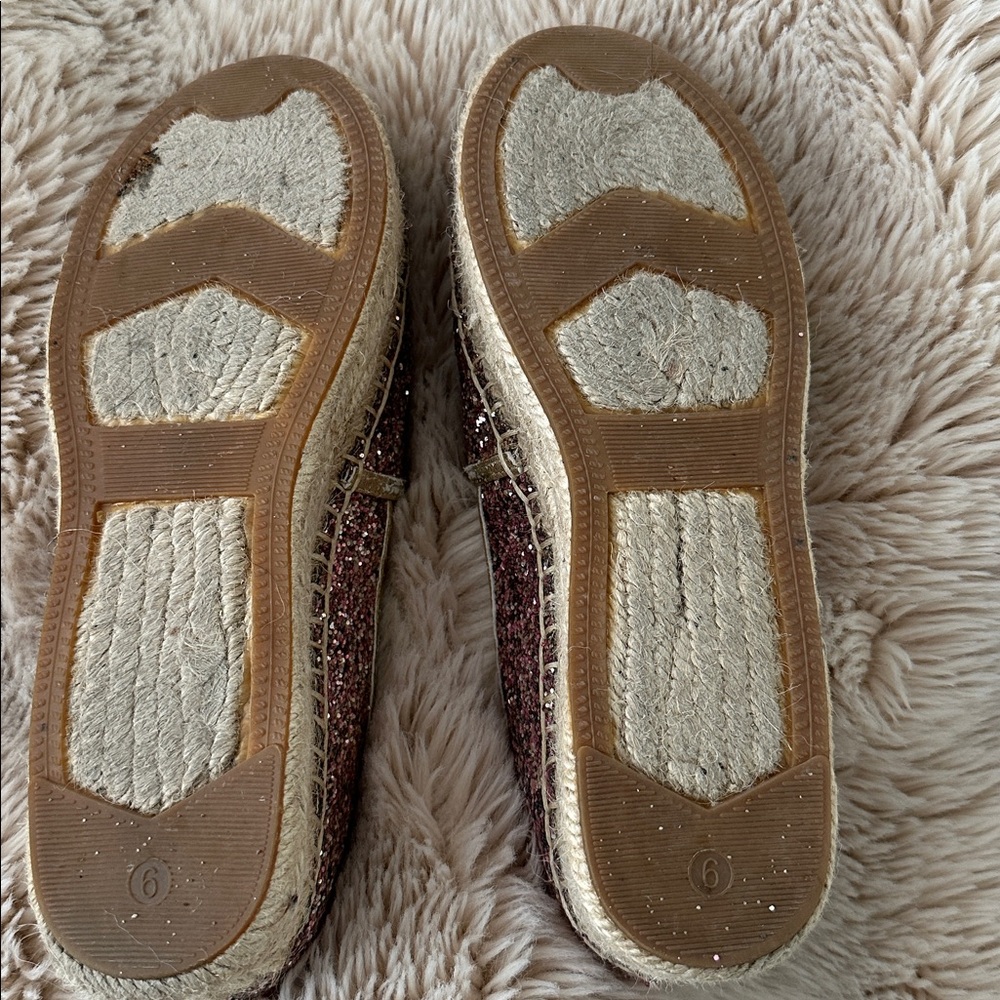 Kate Spade pink glitter platform espadrilles with gold detail - women’s size 6 - Picture 6 of 9